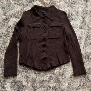 Brown Button-Up 100% Merino Wool Banana Republic Sz XS